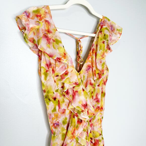 MISA Los Angeles Womens Claudita Floral Chiffon Ruffle Maxi Dress Multicolor XS - Picture 5 of 8